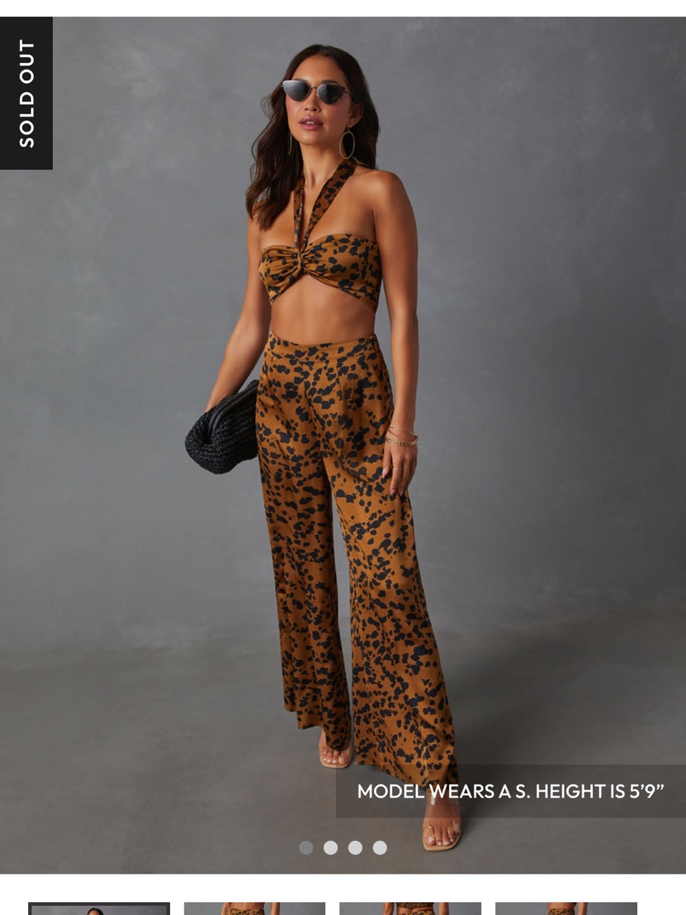 Vici Tan & Black Wide-Leg Printed Pants